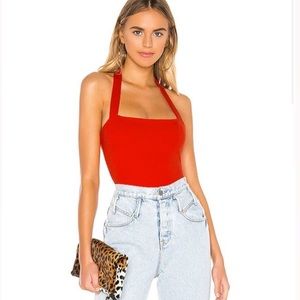 Revolve Superdown Red Halter Bodysuit!